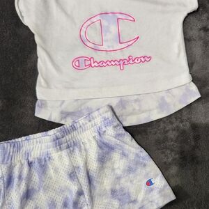Champion Tie-Dye Lavender & White Crop Set